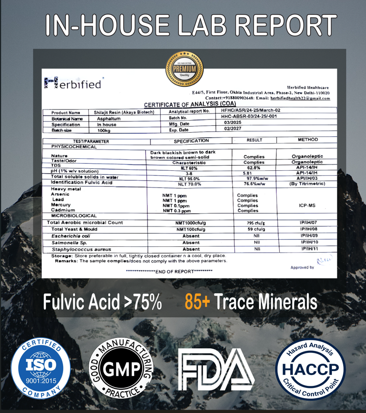 Akaya Biotech Pure Himalayan Shilajit Resin β 20g | 100% Natural & Pure | In-House Lab Tested | Boosts Stamina, Strength & Energy | Sourced from Himalayas