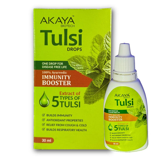 Akaya Biotech Tulsi Drops 30ml | 5 Tulsi Extracts โ Tulsi, Rama Tulsi, Van Tulsi, Nimbu Tulsi & Arjak Tulsi | Natural Immunity Booster, Stress Relief & Detox Support | Ayurvedic Herbal Drops