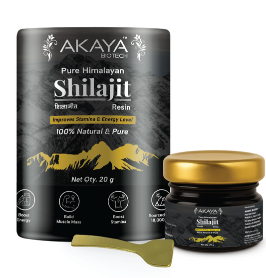 Akaya Biotech Pure Himalayan Shilajit Resin โ 20g | 100% Natural & Pure | In-House Lab Tested | Boosts Stamina, Strength & Energy | Sourced from Himalayas (PACK OF 2)